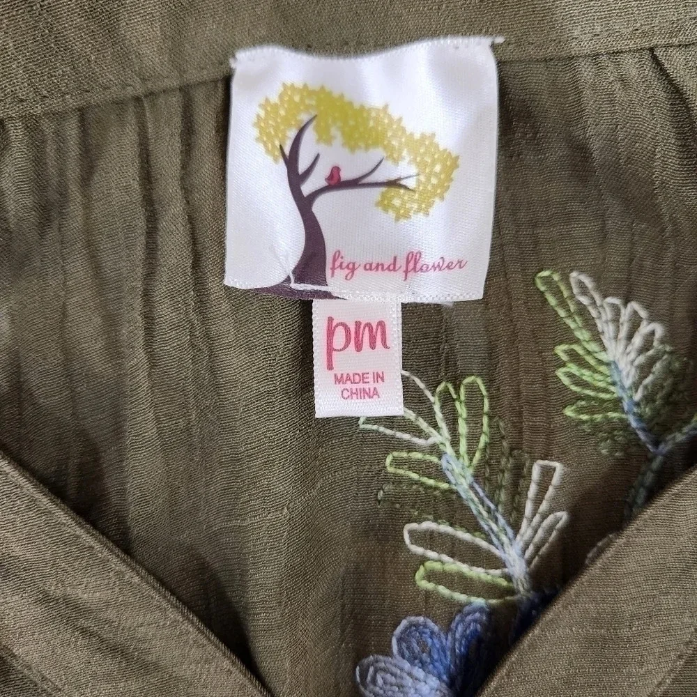 ANTHROPOLOGIE Fig and Flower,Olive Floral Dress, US Women's Medium NWT - Picture 6 of 10